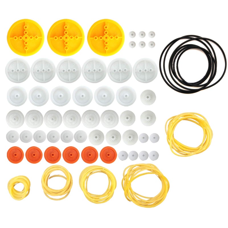 EUDAX 2mm Hole Plastic Belt Pulley Gears Combination Modulus Package Rubber Belts Band Plastic Model Accessories for DIY Robots Cars RC Toy Car Airplane - Image 1